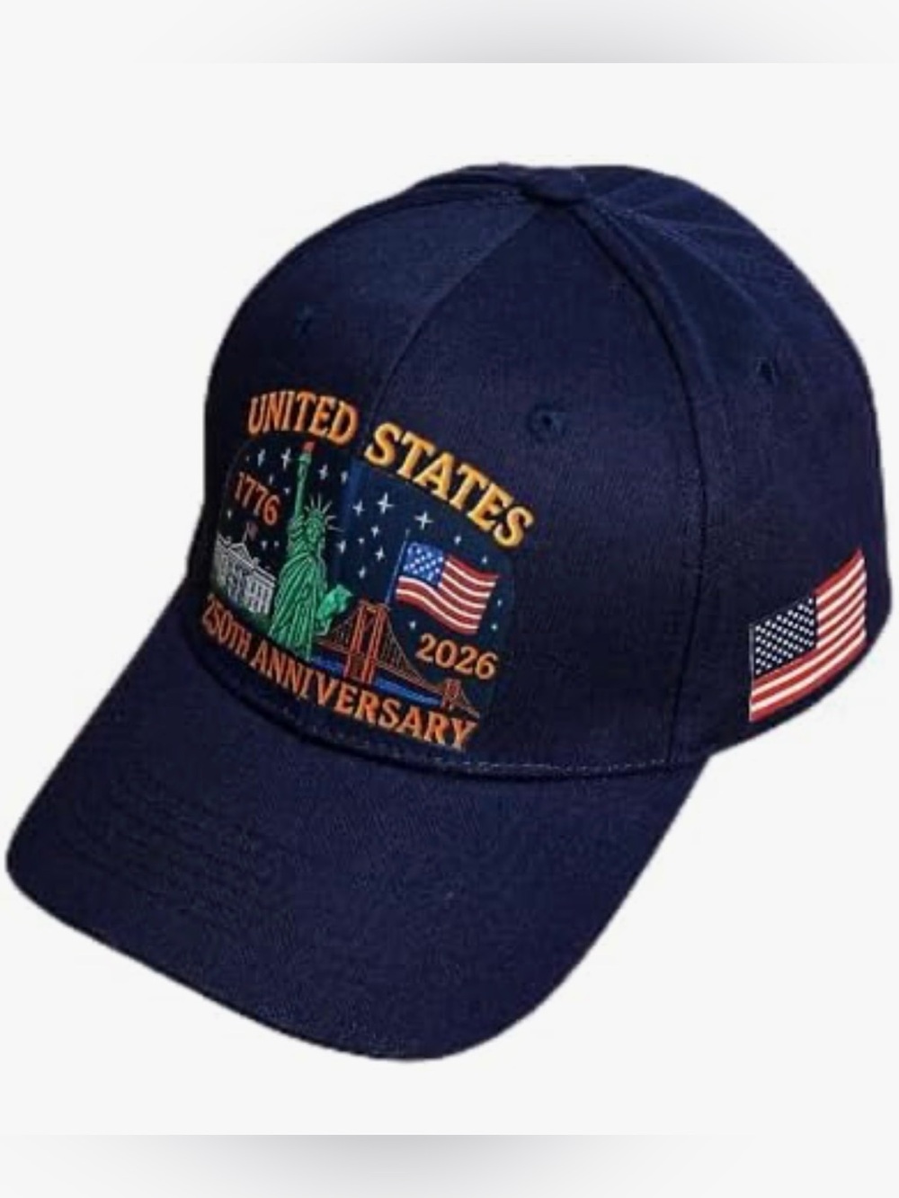 New- United States 250th Anniversary Navy Blue Embroidered Cap- one size